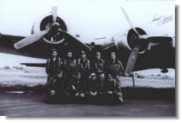Standing left to right: Waist gunner Corporal Thomas Duke; Radio Operator Corporal Lloyd D. Higginbotham; Pilot Lt. Max W. Krell; replacement bombardier; Tail gunner Corporal Prior P. Pate.
Sitting left to right: F/O Navigator George Resanovich; Corporal Flight Engineer floyd B. Visor; Ball turret gunner Corporal Frank Roytek; F/O Copilot Walter W. Laughridge
